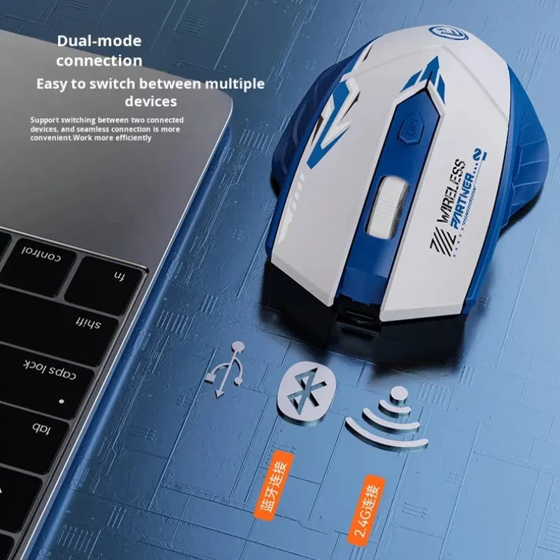 Bluetooth 5.2 Mouse Dual-Mode 2.4G Wireless Mouse 6 Buttons Gaming Mice Rechargeable Mouse 1600 DPI For PC Laptop Macbook Peaceful Pleasures Health and Wellness