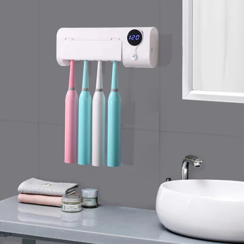 Hot Selling Custom Plastic Wall Mounted Automatic Toothpaste Dispenser UV Toothbrush Holder Squeezer Peaceful Pleasures Health and Wellness