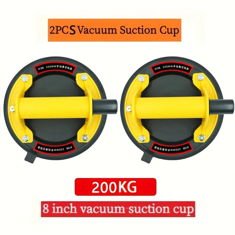 New 2024 Vacuum Suction Cup 200kg Load Capacity Heavy Duty Vacuum Machine for 8 Inch Lifting Adsorption of Tile Glass Peaceful Pleasures Health and Wellness Yellow 2PCS