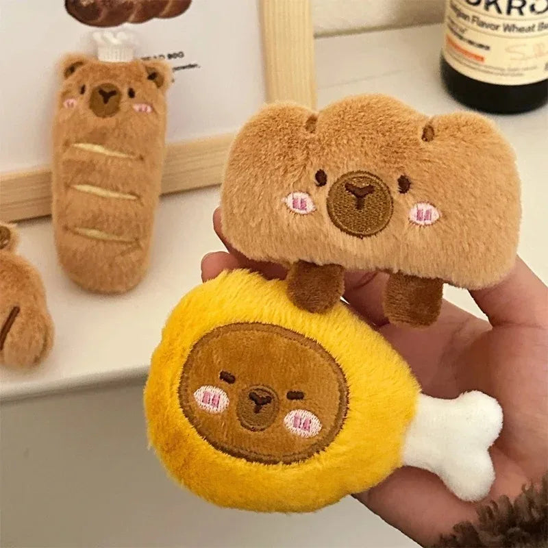 Capybara Plushie Keyring – Cute Anime Bread Topper Fluffy Toy