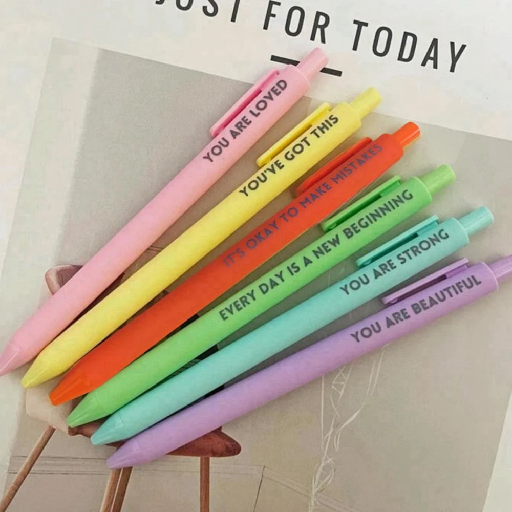 6-pack Motivational Press Neutral Pen Encouraging Quotes Plastic