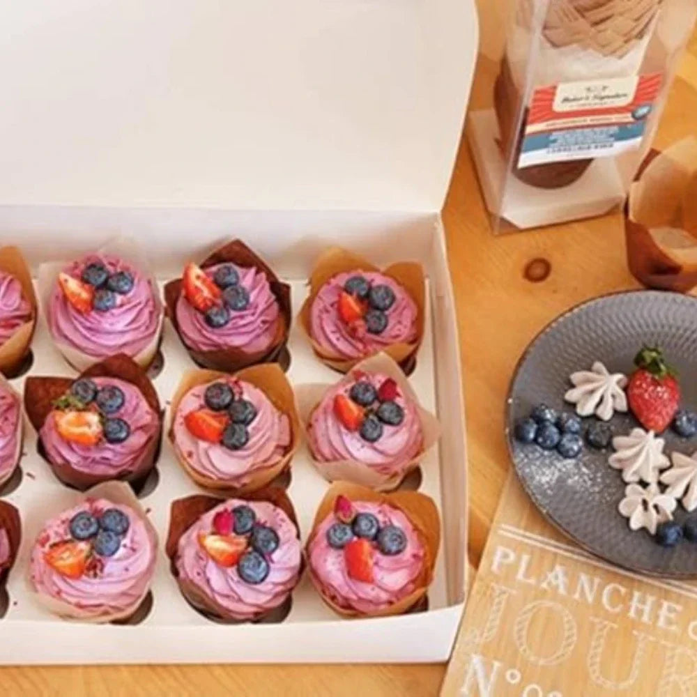 50-Pack Newspaper Tulip Cupcake Liners | Greaseproof Baking Cups