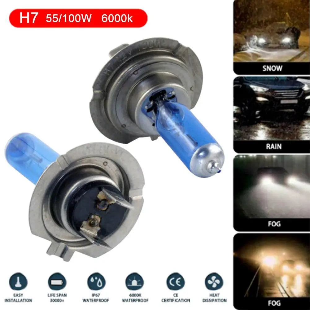 2pcs Lamp Light Effect Hid 12v Bulb Car Lamps H7 LED 100W 6000K Xenon Hid Super White Effect Look Headlight Lamp Light Peaceful Pleasures Health and Wellness