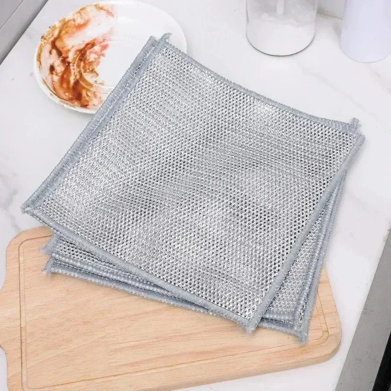 Magic Cleaning Cloth Metal Steel Wire Dish Pot Washdishing Cloths Kitchen Rags Clean Tools Thickened Double -sided Cloth Gadgets Peaceful Pleasures Health and Wellness
