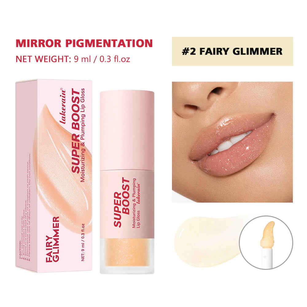 Super Boost Moisturizing & Plumping Lip Gloss Lightweight Mirror Pigmentation Non-Sticky Mirror Shine Nourishing Makeup Cosmetic Peaceful Pleasures Health and Wellness 2Fairy Glimmer