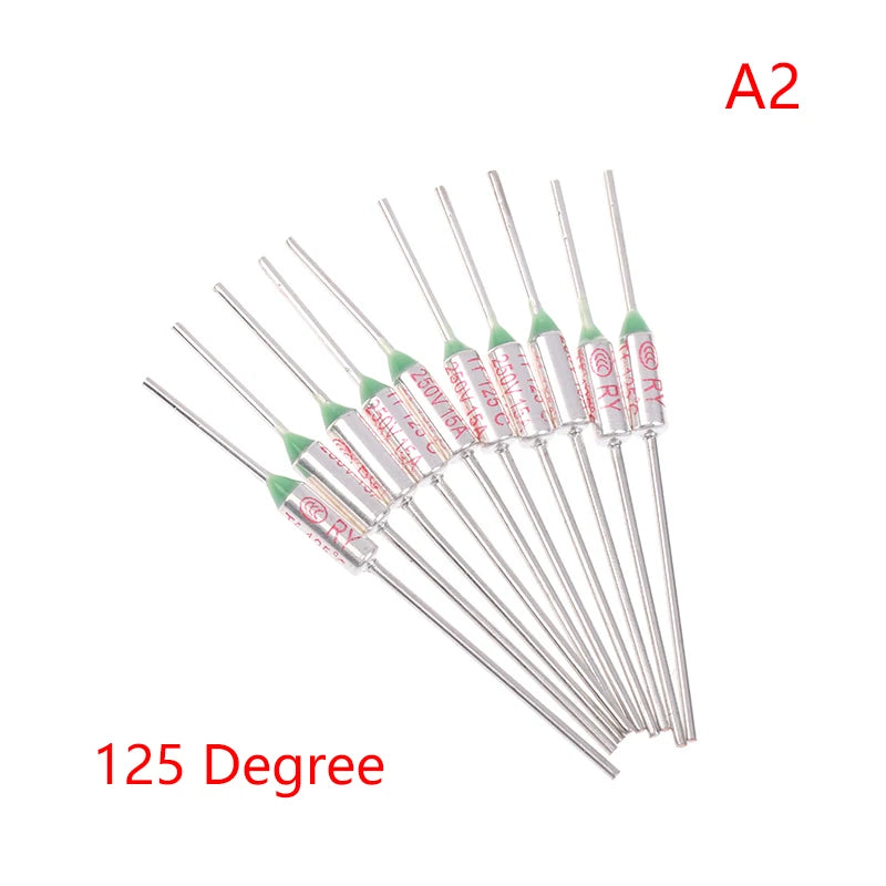 10Pcs TF Thermal Fuse RY 15A 250VTemperature 121C 125C 128C 130C 135C 140C 145C 150C 155C 160C 165C 167C 175C 180C 185C 192C Peaceful Pleasures Health and Wellness 125 Degree