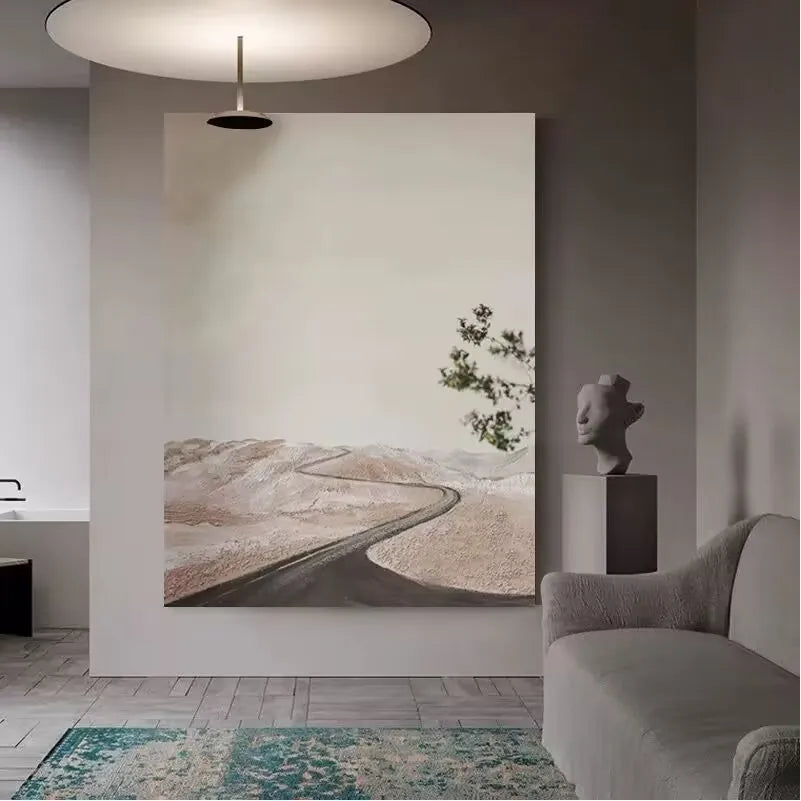 Modern Abstract Decorative Painting, Nordic Bedroom, Creative Roadside Landscape, Hanging Painting, Living Room, Corridor Mural Peaceful Pleasures Health and Wellness