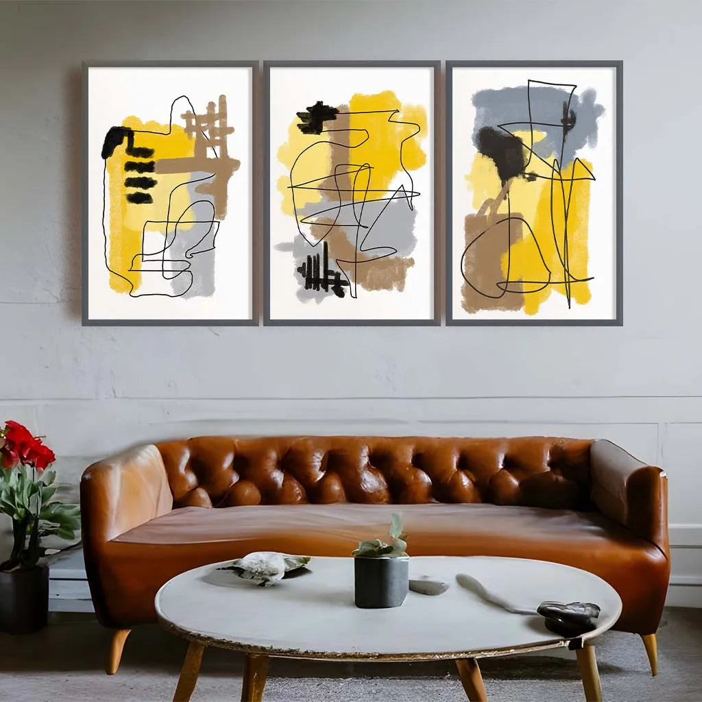 Abstract Yellow Color Block Canvas Wall Art | Modern Décor Print Canvas Wall Art Print Peaceful Pleasures Health and Wellness