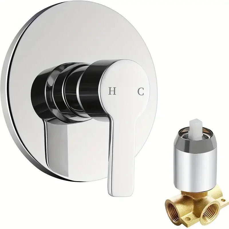 Chrome Wall-Mounted Shower Mixer Valve | Hot & Cold Control