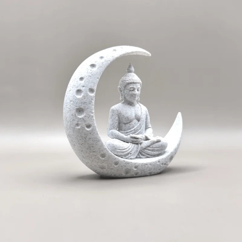 1-Piece Set of Buddha and Moon-Shaped Ornaments, 3D Printed, Cross-Border Hot-Selling Item, High Aesthetic Creative Desktop Decoration, Ideal Gift for Meditation Enthusiasts and Spiritual Seekers Peaceful Pleasures Health and Wellness