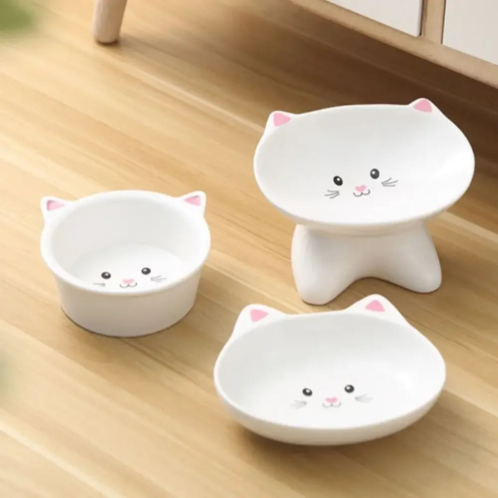 Ceramic Cat & Dog Bowl – Slanted High-Foot Pet Feeding Dish Ceramic Pet Bowl Peaceful Pleasures Health and Wellness