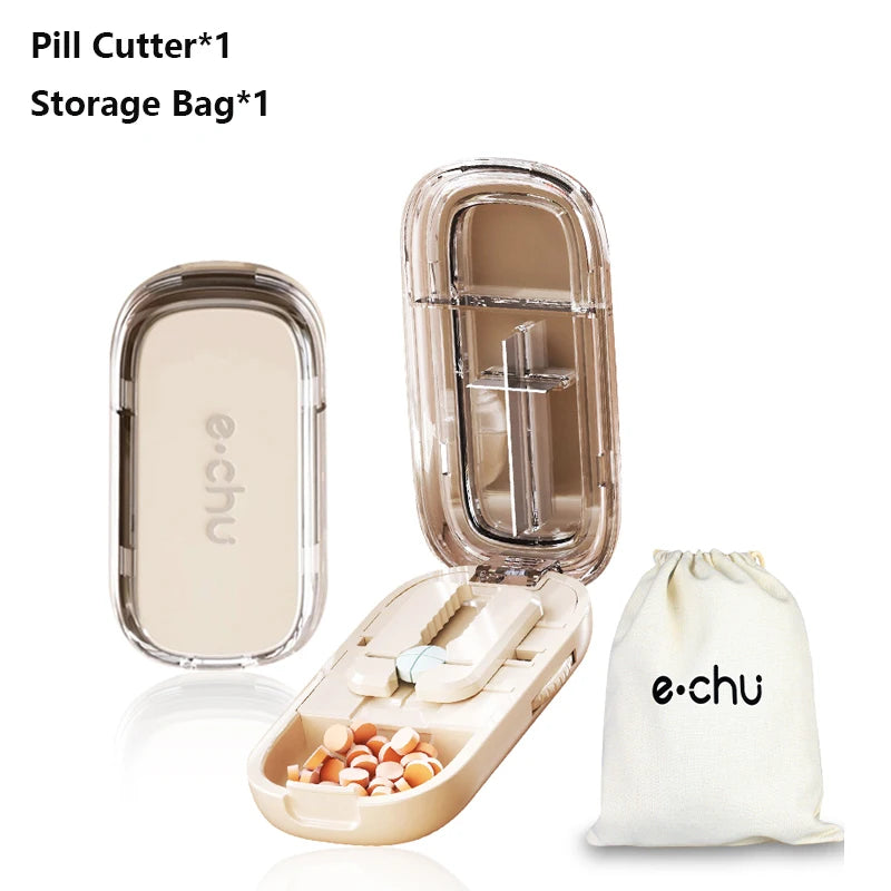 Sharp Pill Cutter Half Storage Compartment Box Splitter Divide Medicine Organizer Drug Slicer Medicine Tablet Storage Container Peaceful Pleasures Health and Wellness 2Pcs White Quarter