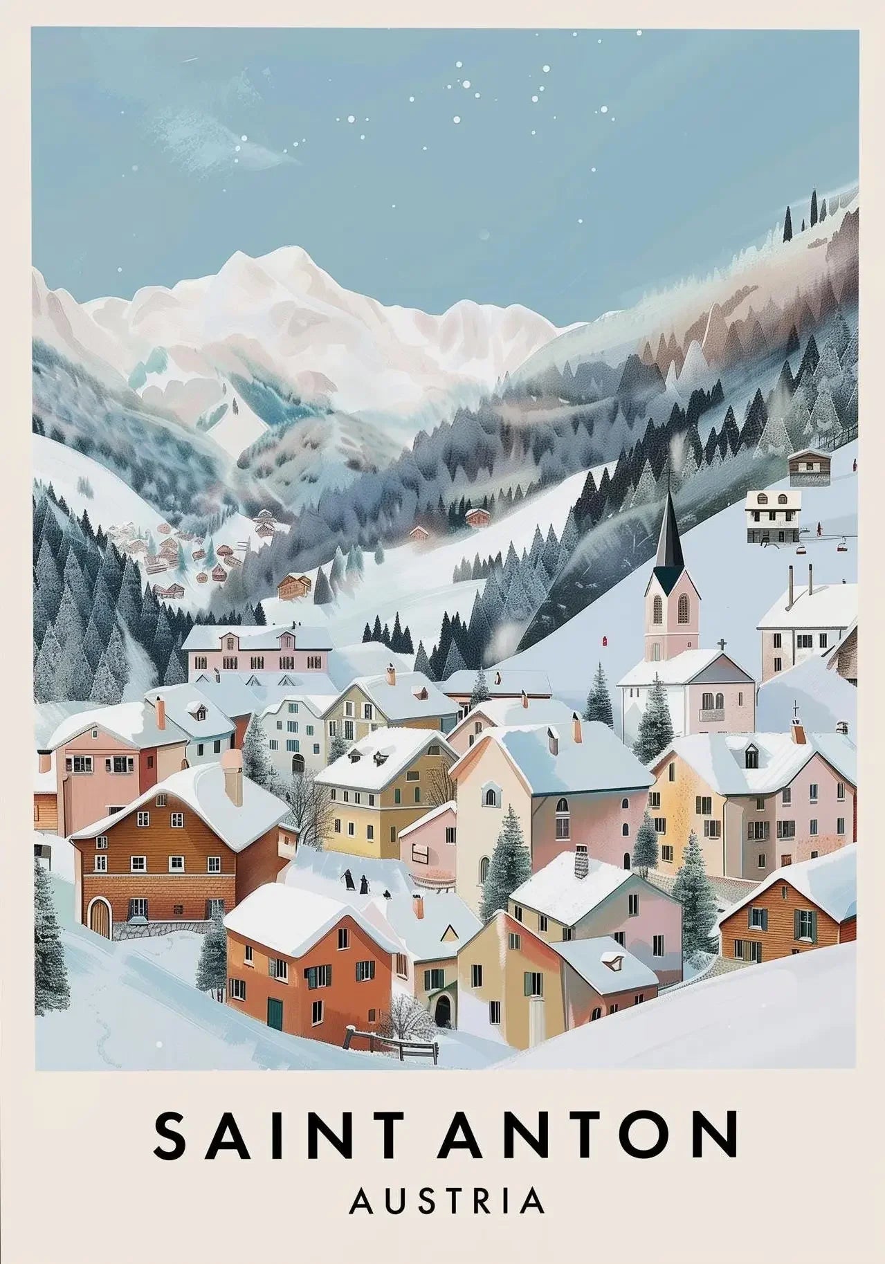 Ski Resort Alps Canvas Wall Art Print | Snow Mountain Poster
