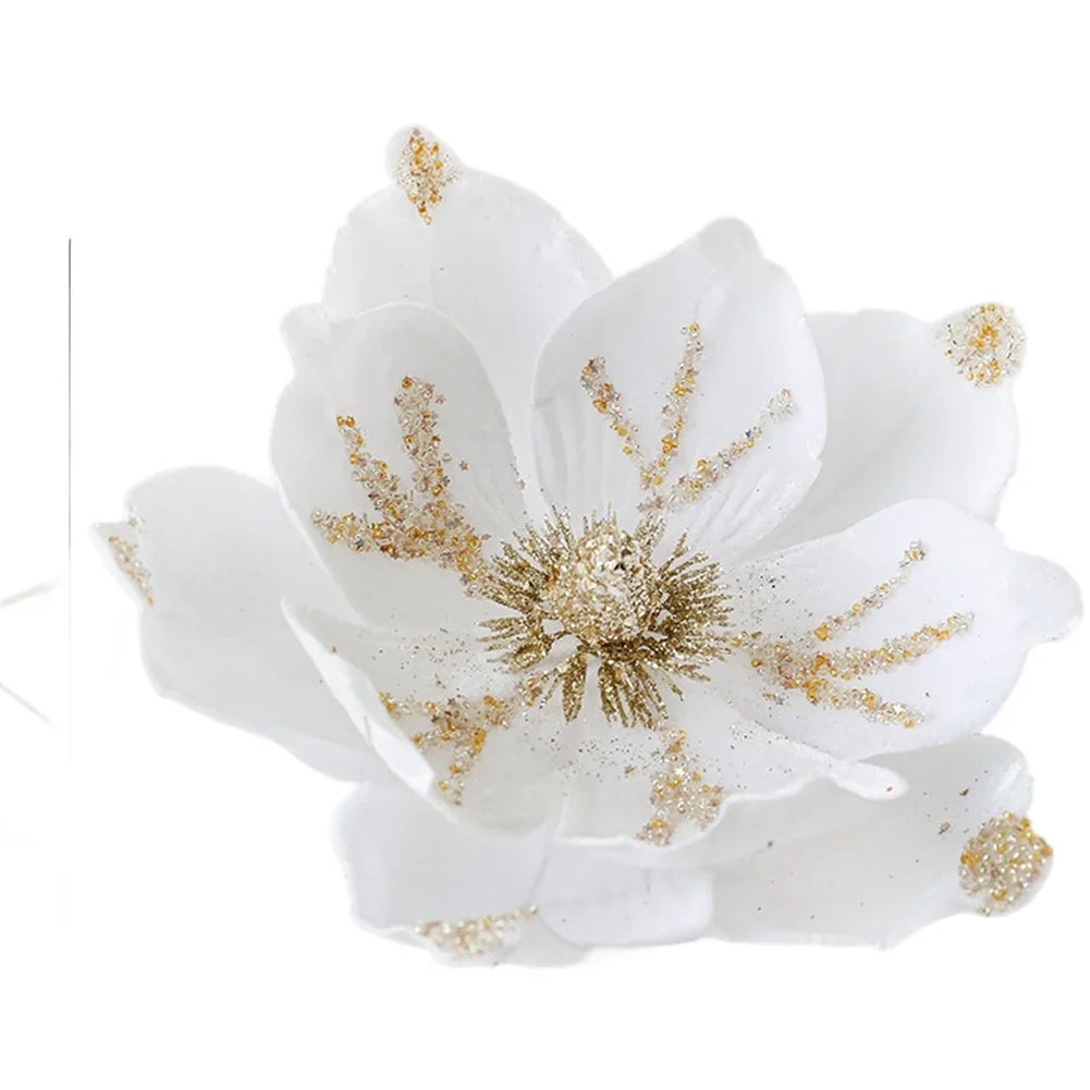Christmas Artificial Magnolia Flower | Velvet Festive Home Decor