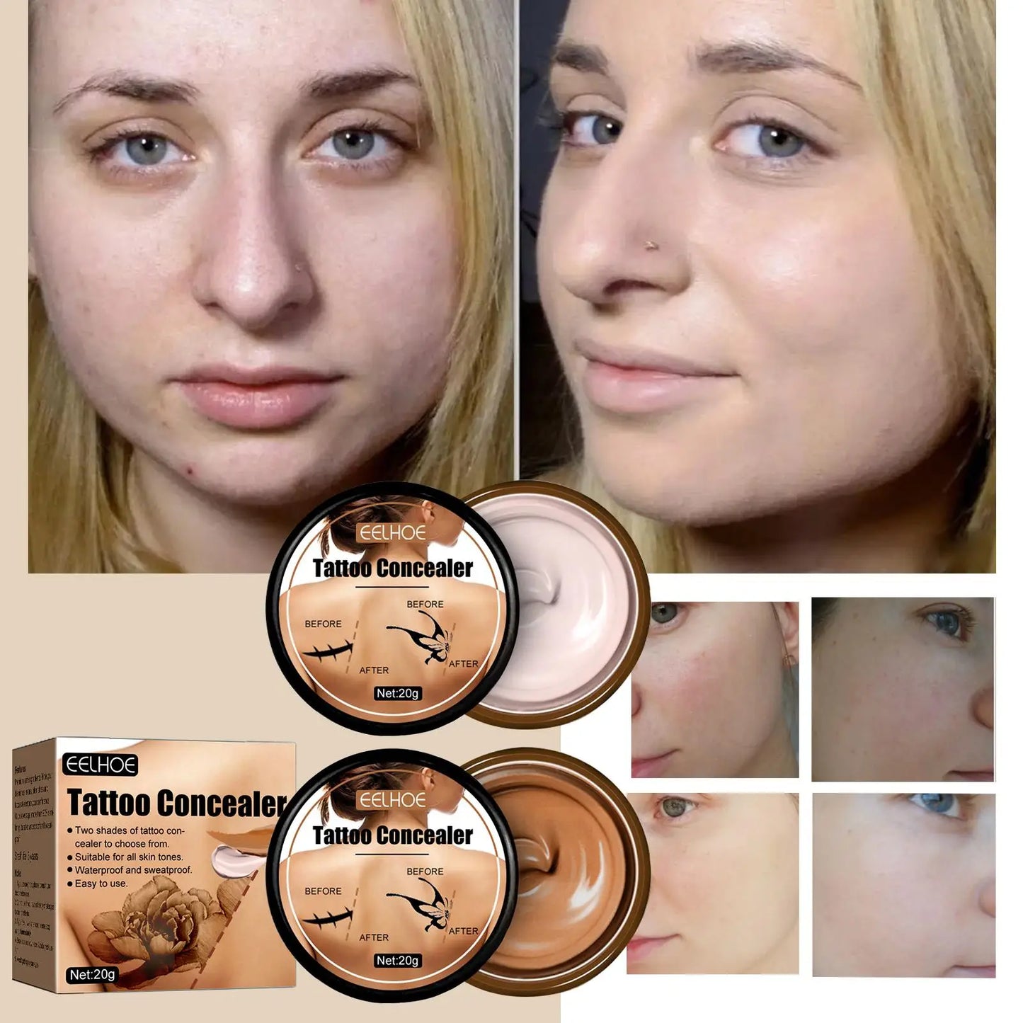 Waterproof Tattoo & Scar Concealer Cream – Full Body Coverage