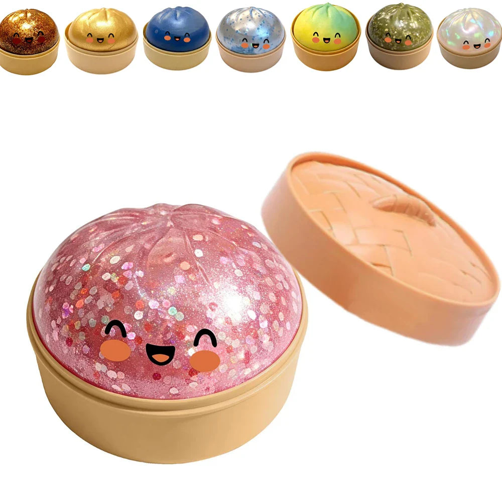 Giant Glitter Dumpling Squishy Toy – Slow Rising Fidget Squeeze Bun