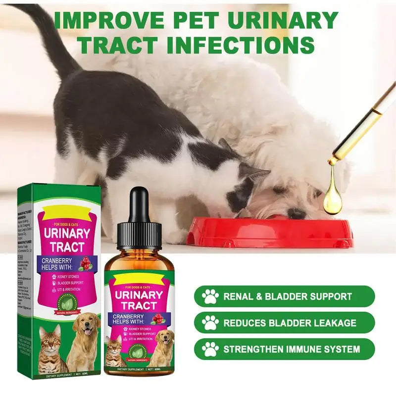 Pet UTI Treatments 60ml Powerful Cat Bladder Drops For Urinary Tract Care Multifunction Cranberry Dog Cat UTI Treatments Supply Peaceful Pleasures Health and Wellness