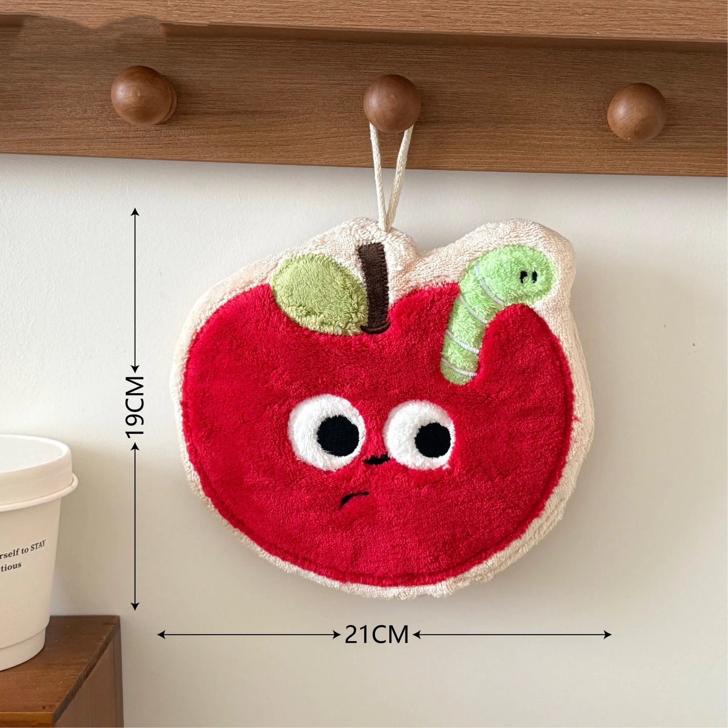 Apple Hand Towel Quick-drying and Water-absorbing Hanging Cute Coral Velvet Towel Thickened Kitchen Bathroom Small Square Towel Peaceful Pleasures Health and Wellness C