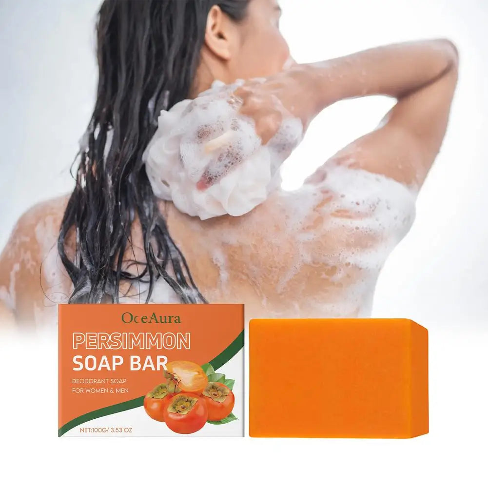 1/2/3cps Gentle Body Soap Bar for Long-Lasting Freshness Daily Cleansing Natural Persimmon Soap for Effective Odor Control Skin Peaceful Pleasures Health and Wellness