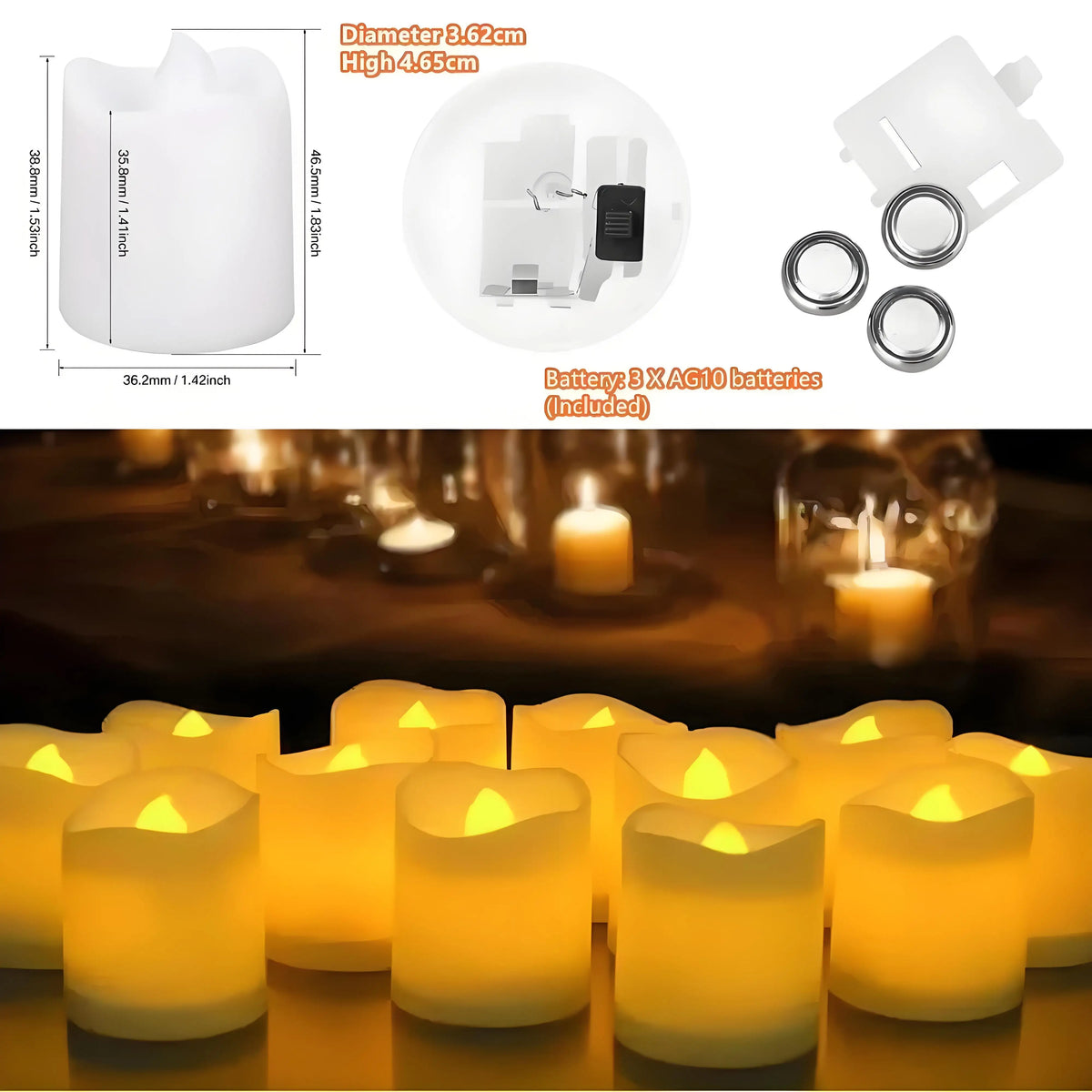 24/48Pcs Flameless LED Candle Battery Operated Realistic Wishing Tea Lights Warm White for Wedding Christmas Halloween Decor Peaceful Pleasures Health and Wellness