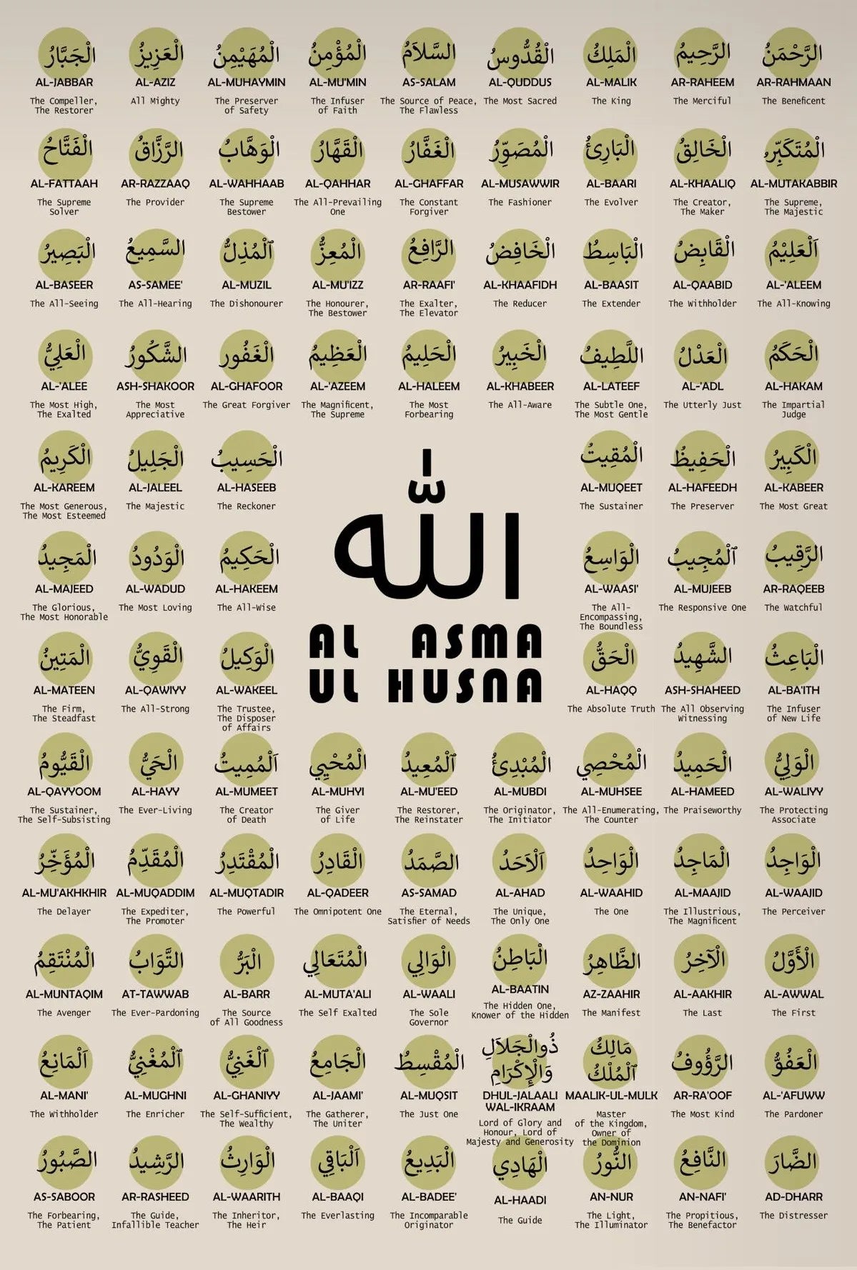 Retro Bauhaus Posters Islamic Prints Arabic Calligraphy Quran 99 Names of Allah Canvas Painting Wall Art Picture Home Room Decor Peaceful Pleasures Health and Wellness