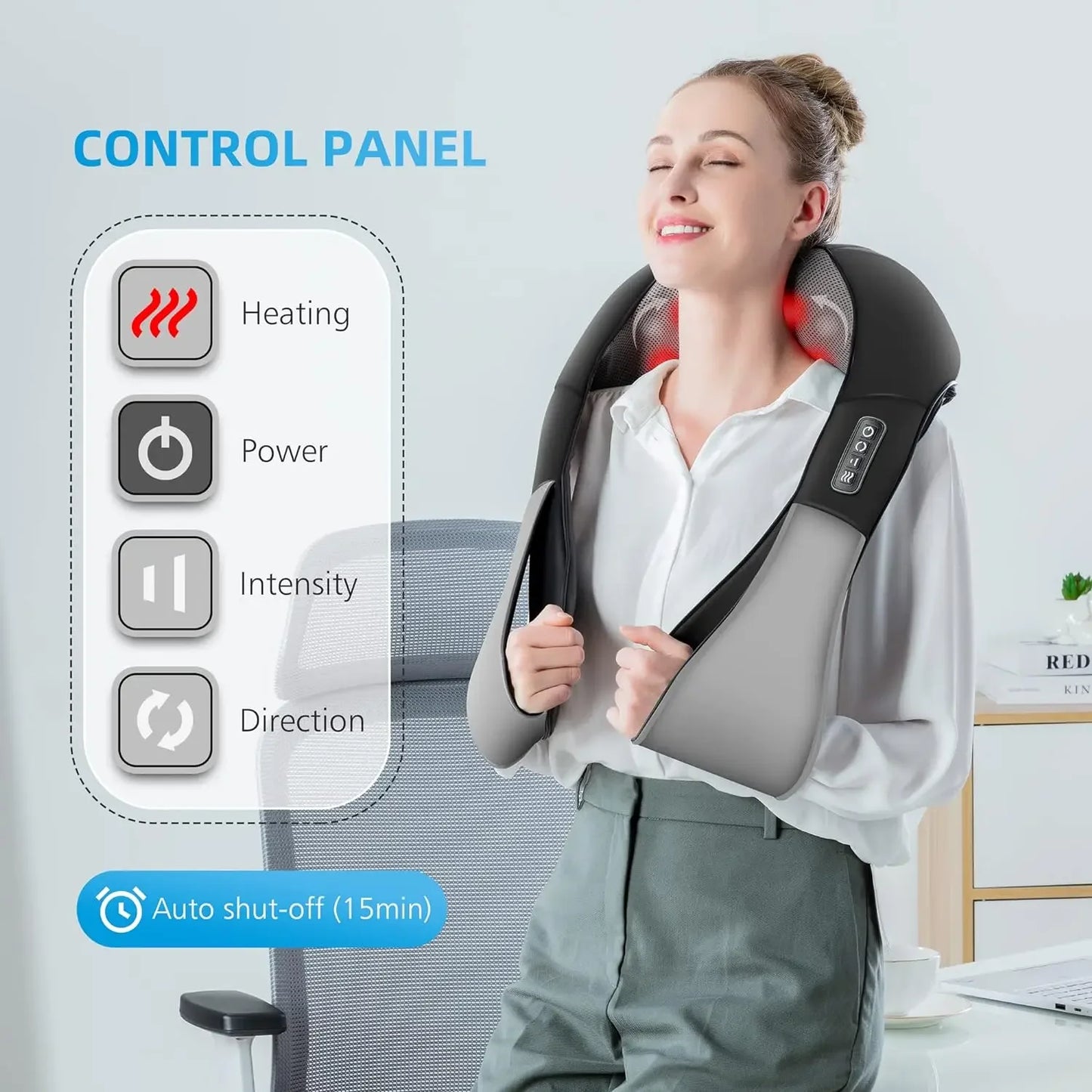 Back Massager, Heated Shiatsu Neck Massager, Portable Full Body Massager,Deep Kneading Shoulder Electric Massage shawl,Waist Leg Peaceful Pleasures Health and Wellness