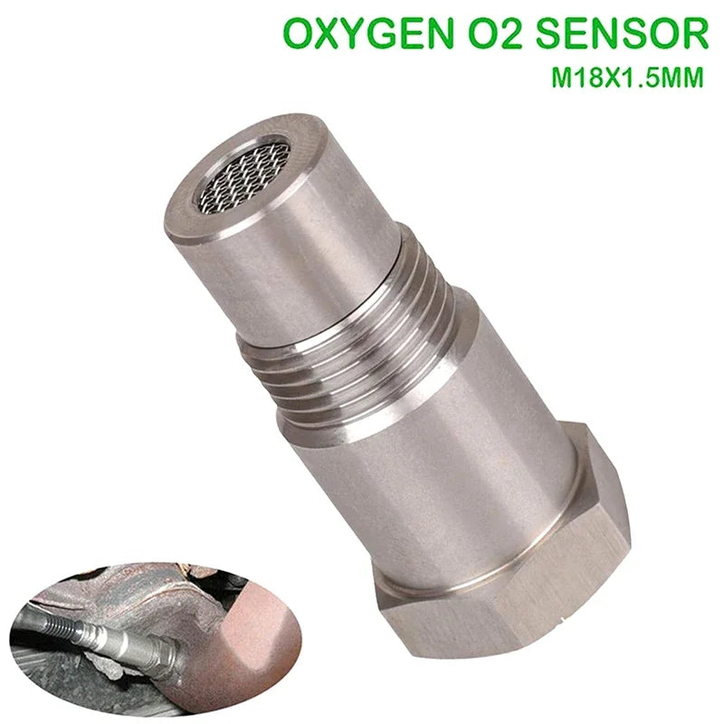 New Oxygen O2 Sensor Spacer Adapter Connector Fix Check Engine Light Converter M18X1.5 With Filter Screen Peaceful Pleasures Health and Wellness Silver