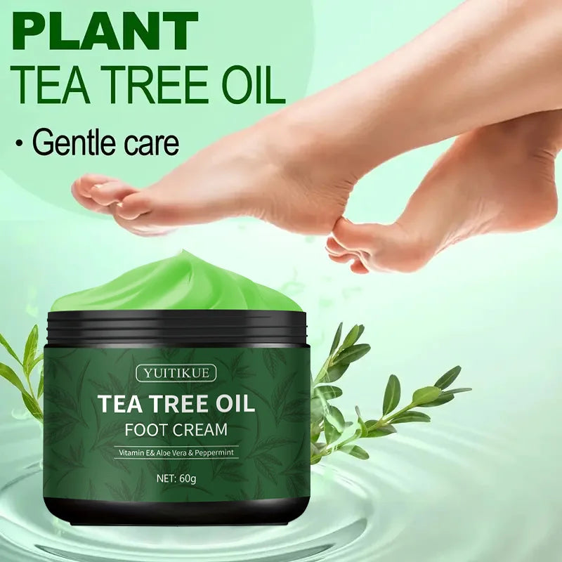 YUITIKUE Tea Tree Oil Foot Cream - Vitamin E Aloe Vera Peppermint Foot Care Moisturizing Cream for Dry Feet Peaceful Pleasures Health and Wellness