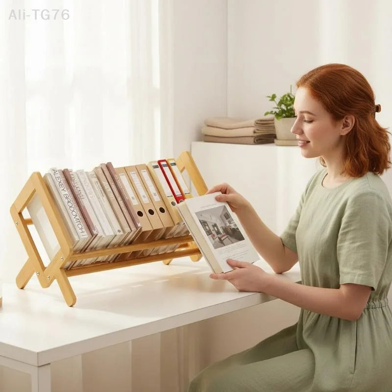 Bamboo Desktop Bookshelf – Multi-Tier Desk Organizer & Decor