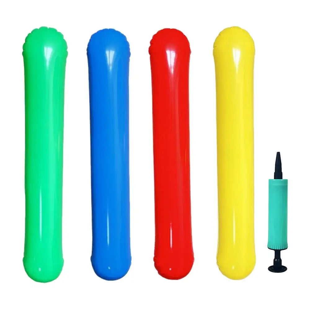 Inflatable Pool Noodle Set 4pcs Water Float Toys with Air Pump Pool Sticks for River Lake Beach Party Vacation Weekend Peaceful Pleasures Health and Wellness 90cm random color