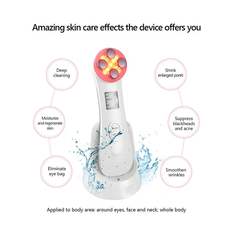 Promotion High Frequency Facial Beauty Machine 5 in 1 Facial Massager Microcurrent Rechargeable Facial Frequency Wand Peaceful Pleasures Health and Wellness