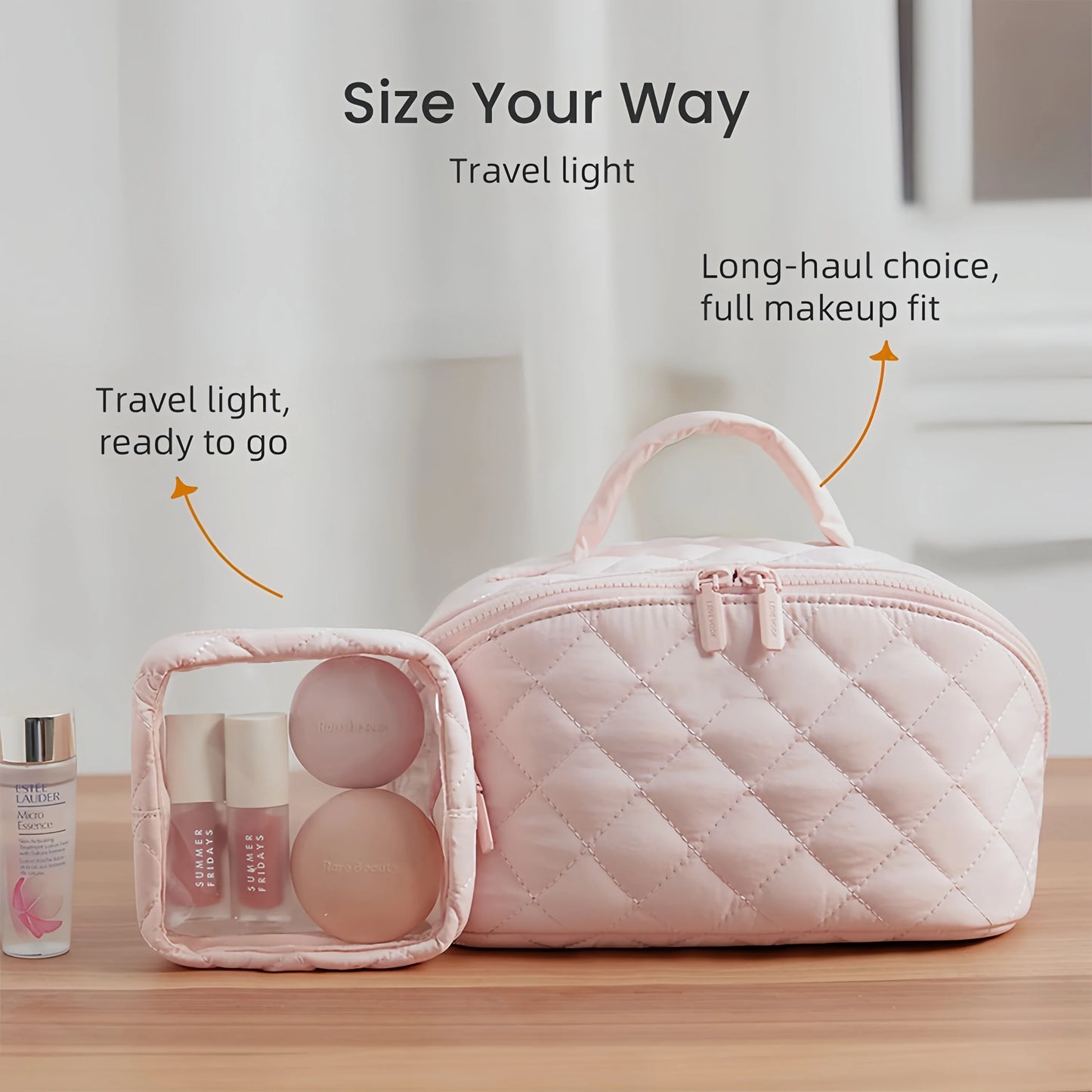 Lay-Flat Makeup Bag | Water-Resistant Travel Cosmetic Case
