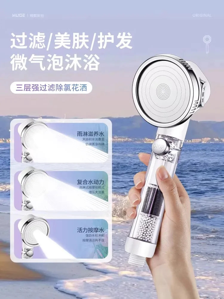 3-Mode Filtered Shower Head | Chlorine Removal & Water Saving