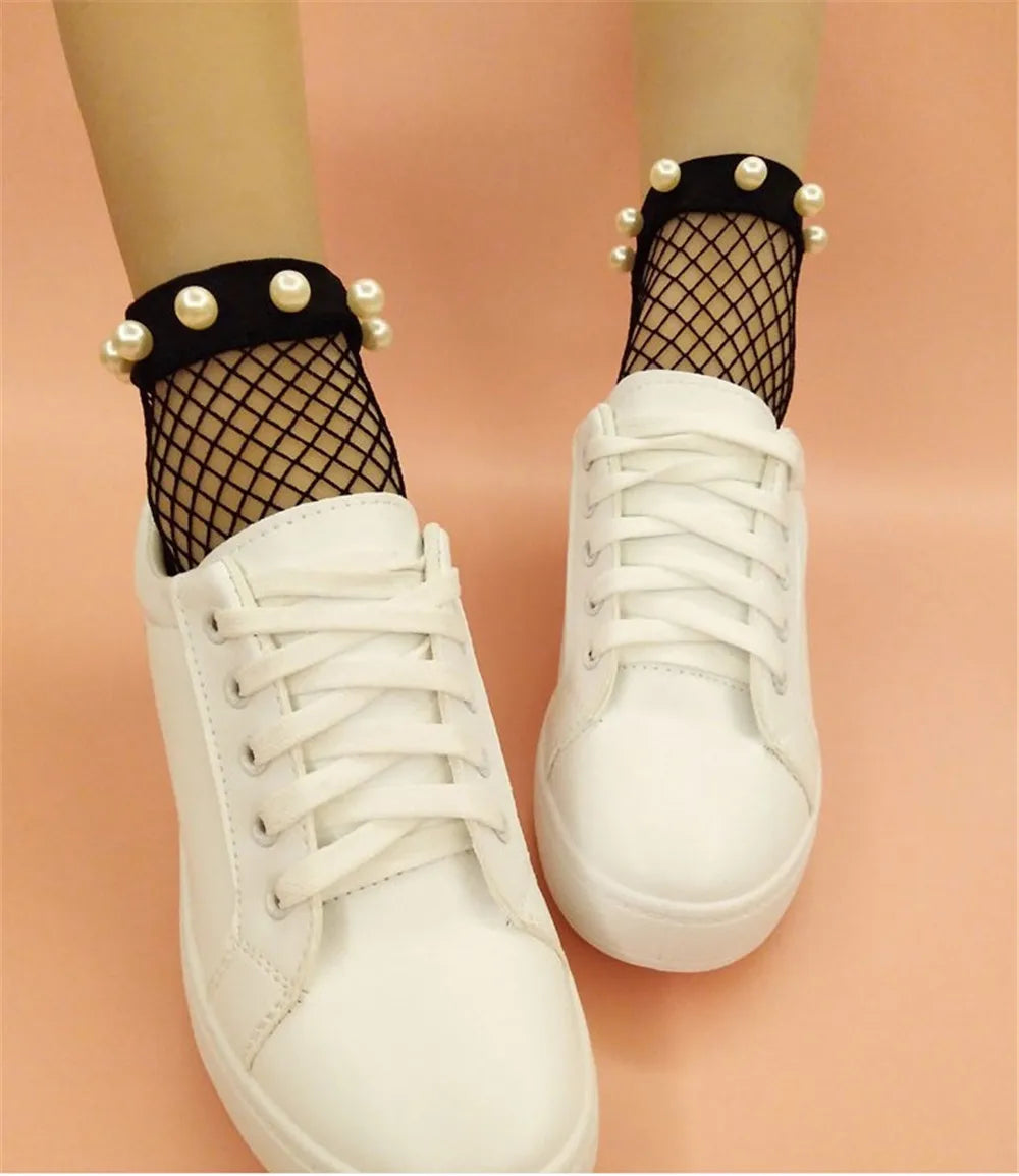 1pairs/2PCS Chic Streetwear Women's Harajuku Breathable Rivet Fishnet Socks.Sexy Hollow out Nets Socks Ladies Mesh Sox Hosiery Peaceful Pleasures Health and Wellness