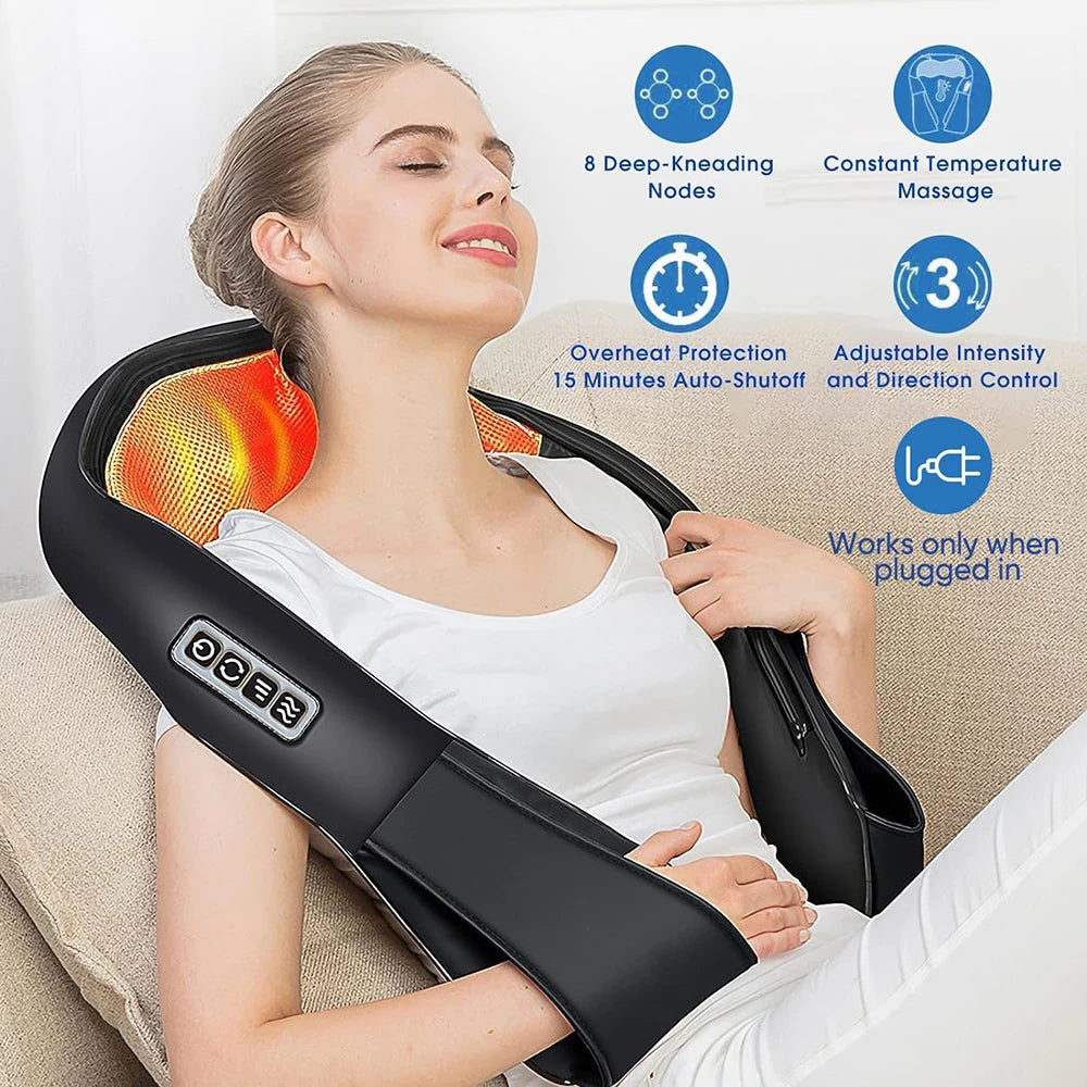 Back And Neck Massager, Back Massager Deep Tissue Kneading Massager Neck And Shoulder Massager With Heat Peaceful Pleasures Health and Wellness