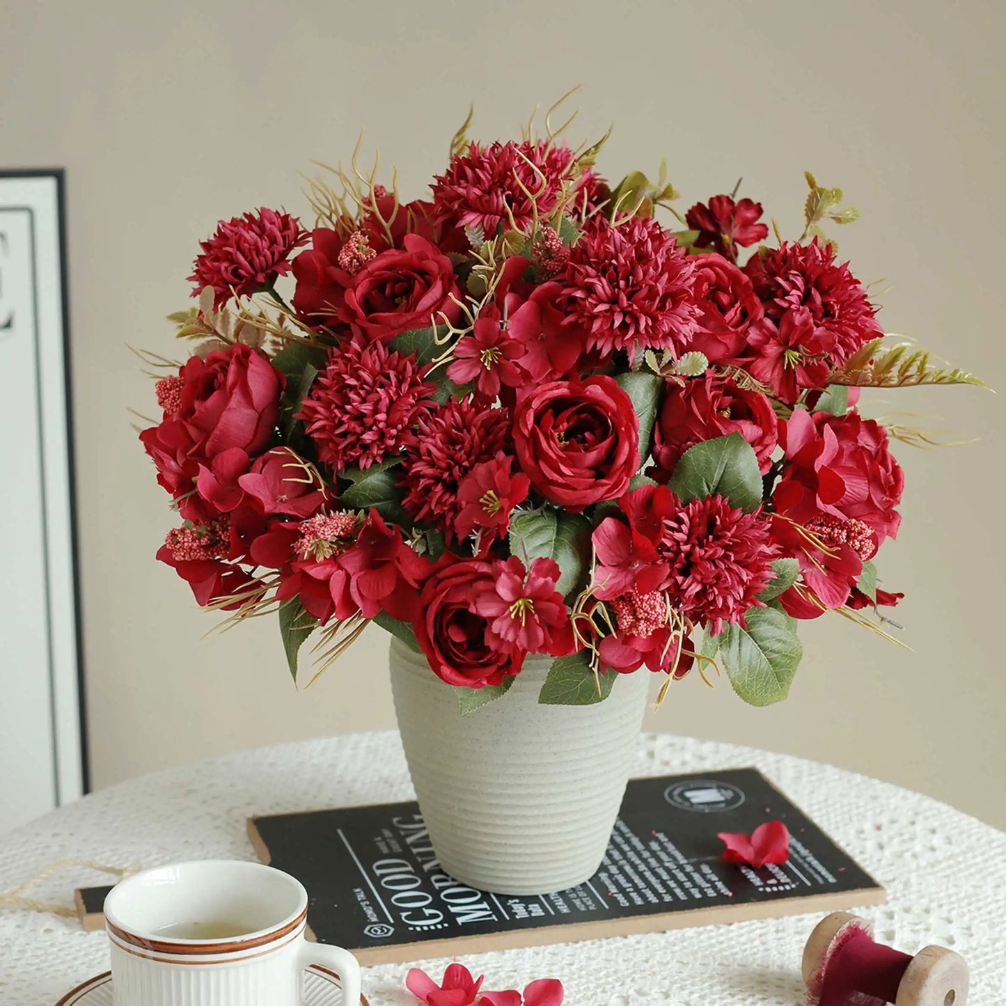 Artificial Silk Peony Rose Ball Bouquet | Wedding & Home Decor