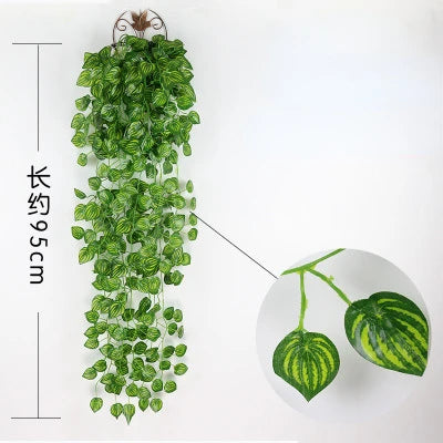 1m Artificial Eucalyptus Vine | Silk Bamboo Leaf Decor Stem