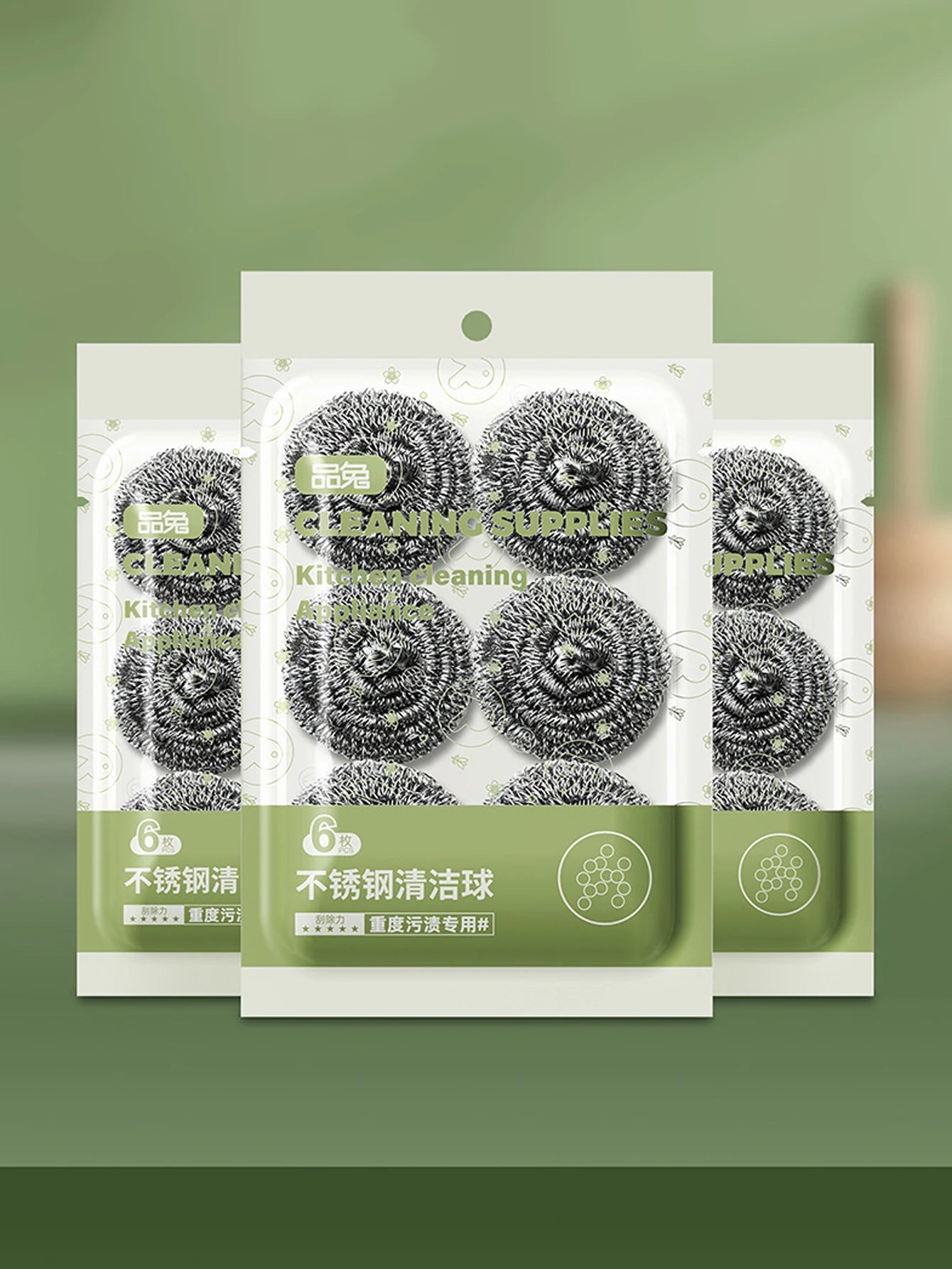 6pcs/bag Stainless Steel Cleaning Ball for Dishwashing Cleaning Scrubber Kitchen Pot Rust Removal Remove Crud Cleaner Tools Peaceful Pleasures Health and Wellness