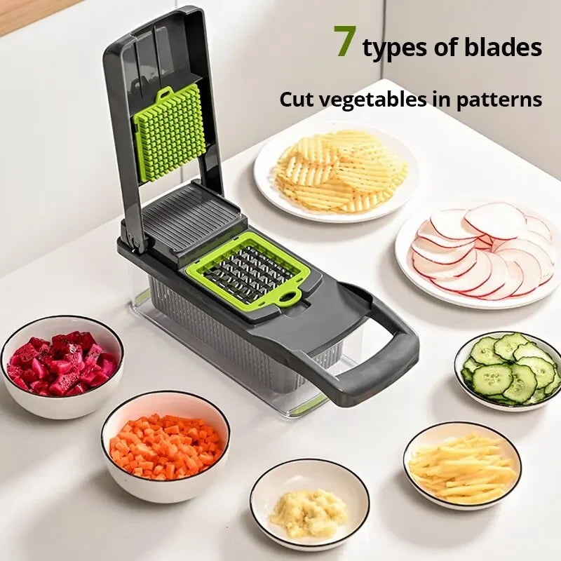 14pcs Multifunctional Vegetable Chopper Onion Chopper Handle Food Grate Food Chopper Kitchen Vegetable Slicer Dicer Cut Peaceful Pleasures Health and Wellness