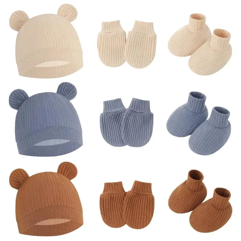 Newborn Baby Hat Mittens & Socks Set | Soft Cotton, 0–12M