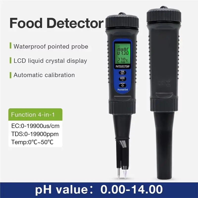 Y51A-Food Tester Acidimeter 4 In 1 PH EC TDS Meter For Fruit Juice Bread Dough Meat Sauce Semi-Solid Liquid Peaceful Pleasures Health and Wellness