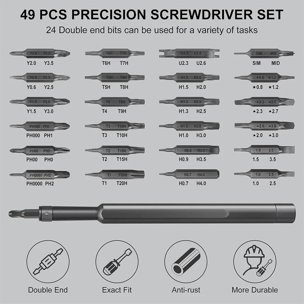 Precision Screwdriver Set 49 in 1 Small Screwdriver Magnetic Repair Tool Kit for Laptop Phone Computer PS5 PS4 Watch Peaceful Pleasures Health and Wellness