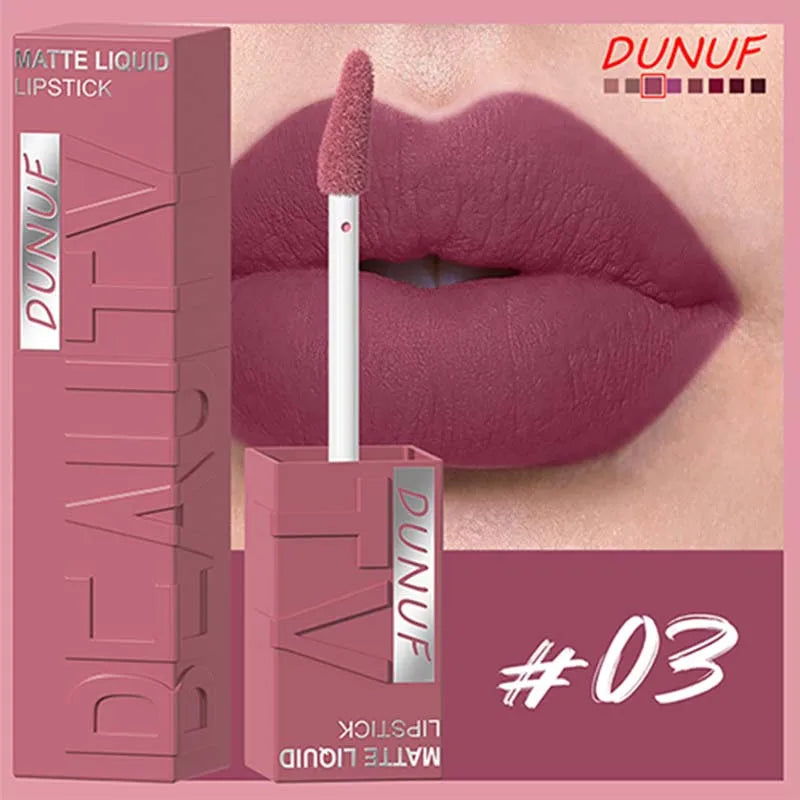 DUNUF Matte Velvet Liquid Lipstick – Long-Lasting Purple Lip Gloss