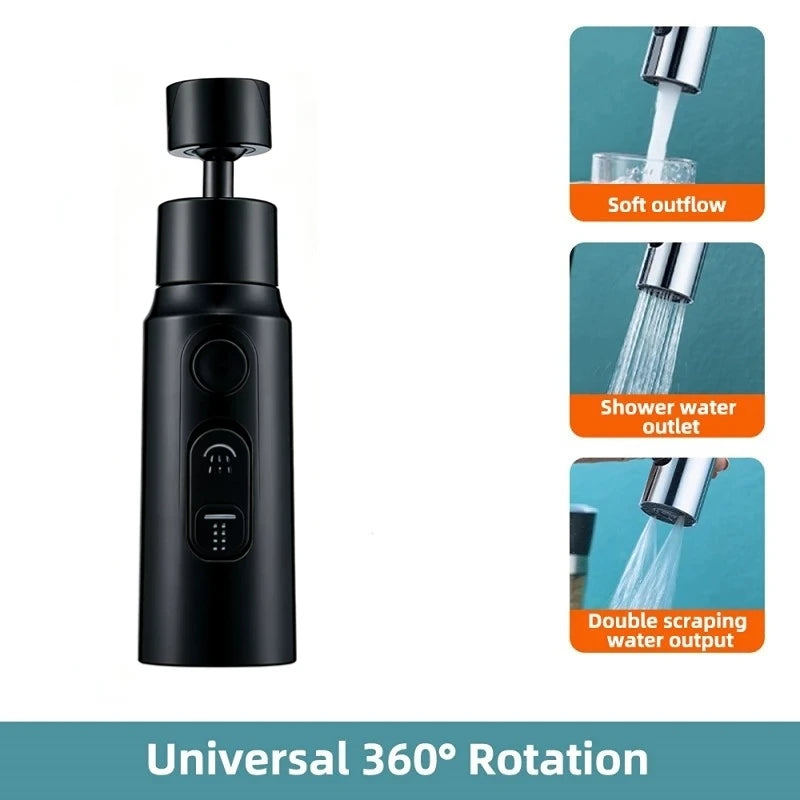 1pc Kitchen Faucet Aerator Faucet 3 Modes Bathroom Anti-splash Sprayer Kitchen Taps Anti-Splash Tap Booster Shower Filter Peaceful Pleasures Health and Wellness Black