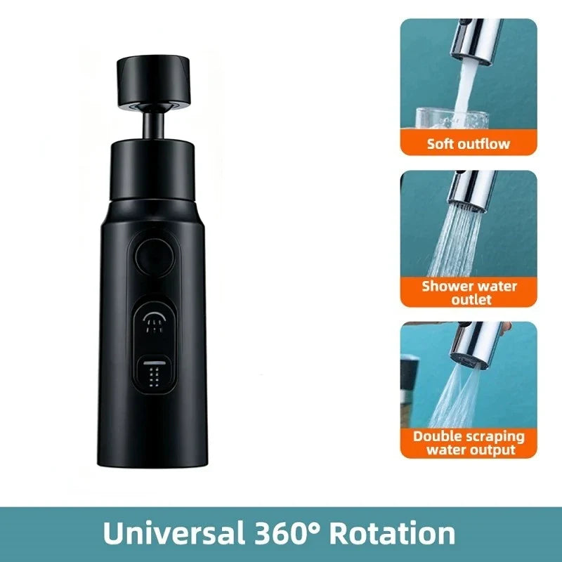 3-Mode Faucet Aerator – 360° Swivel Anti-Splash Kitchen Sprayer