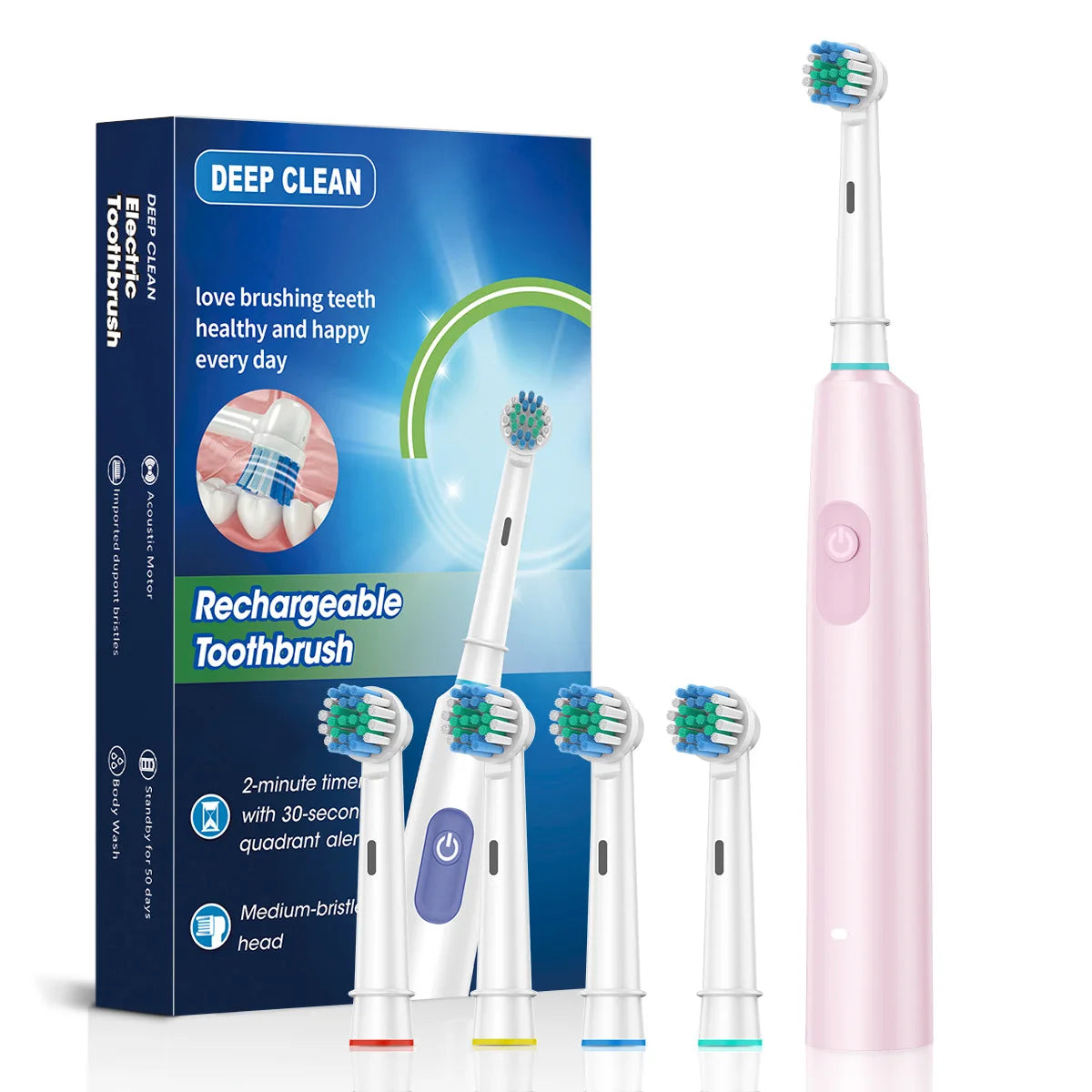 URGGU Sonic Electric Toothbrush – 5 Modes, Timer & 4 Heads
