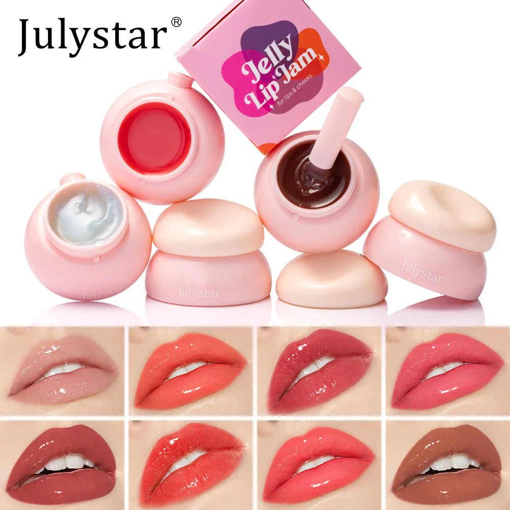 8-Color Jelly Lip Gloss & Cheek Tint | Hydrating Mirror Glaze