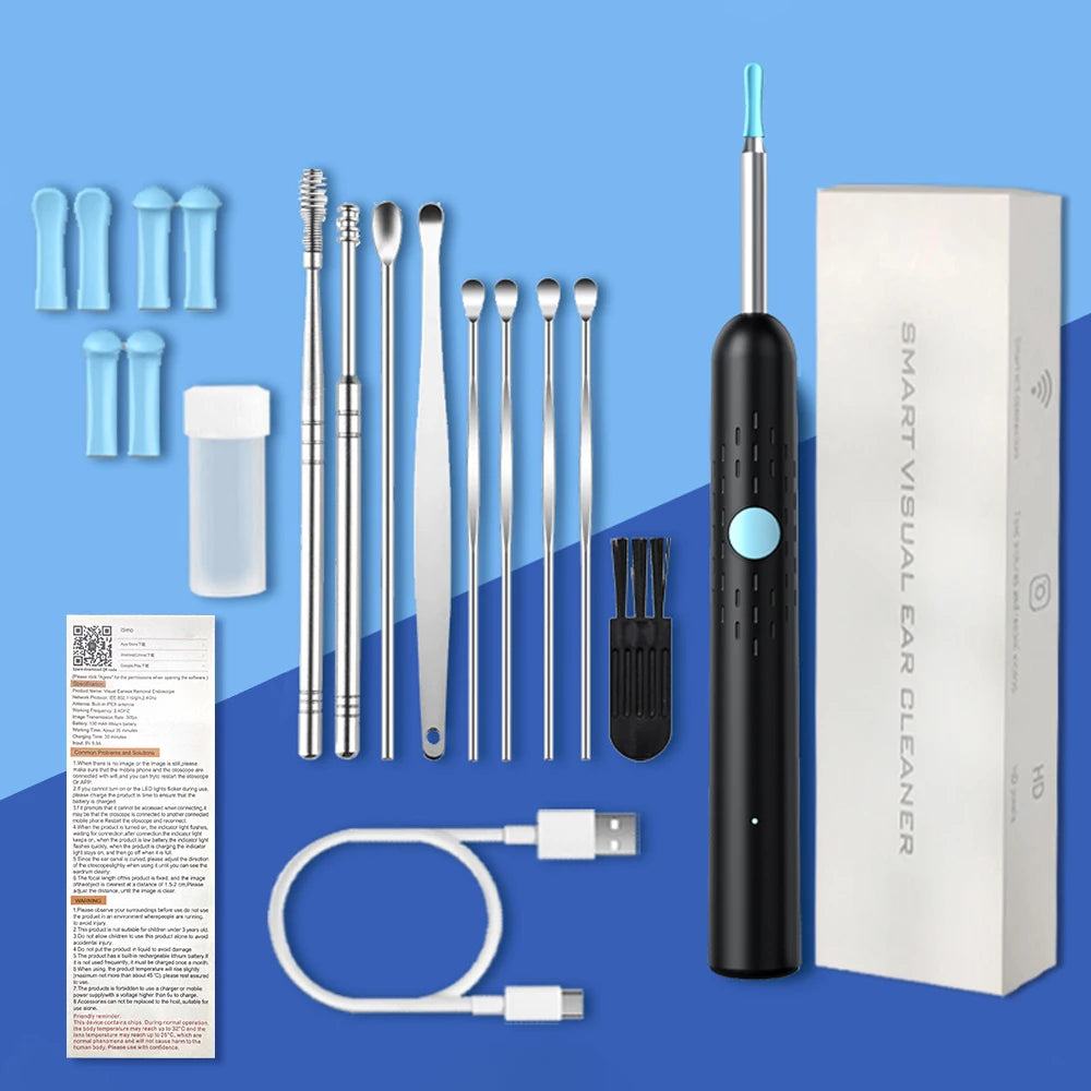 Visual Ear Cleaner Ear Wax Removal Tool with Camera Wireless Visual Ear Pick Otoscope for Adults Kids Rechargeable Home Use Peaceful Pleasures Health and Wellness as picture show