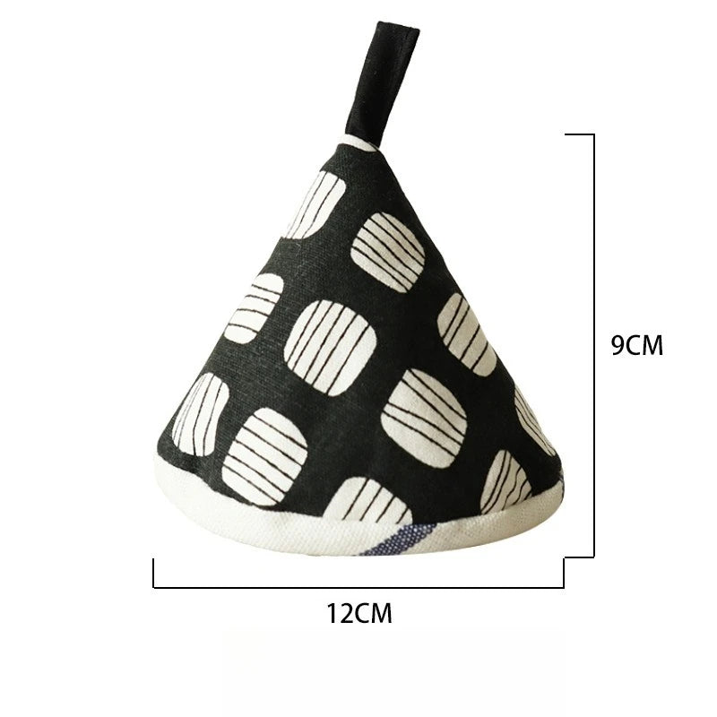 Heat-resistant Pot Cover Cap Japanese-style Triangular Pot Cap Enamel Pot Heat-resistant Handle Cover Peaceful Pleasures Health and Wellness black square
