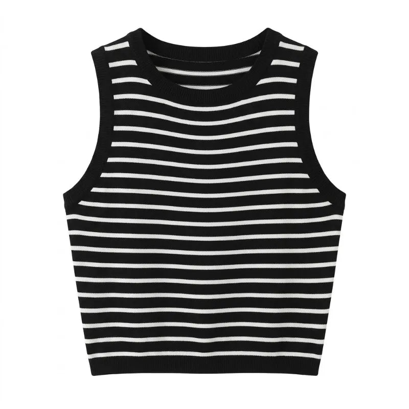 Women's Striped Knit Tank Top | Sleeveless Summer Blouse